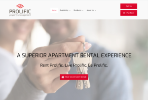 Prolific Property Management website homepage